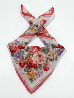 Women Handkerchief YSL Floral Pink Rose Bandana Cotton Pocket Square 18”